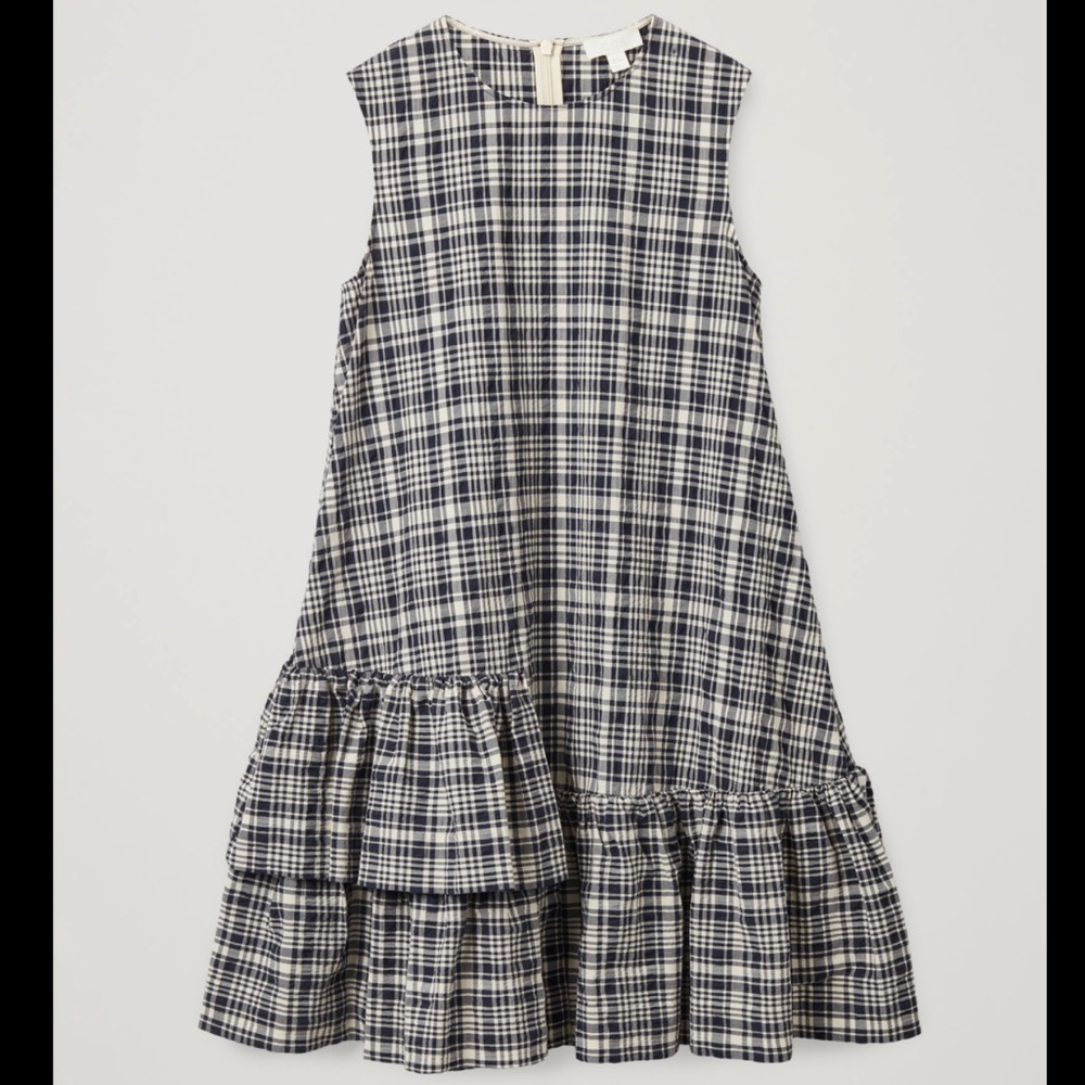 COS CHECKED COTTON SEERSUCKER DRESS